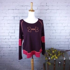 Under Armour Embroidered Thermal Long Sleeve Top In Plum Size Large